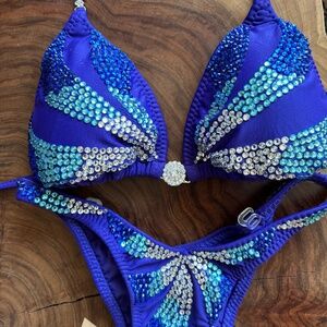 Blue and Silver Embellished Bikini